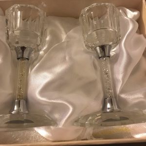Set 2 Crystal Diamond Candleholders